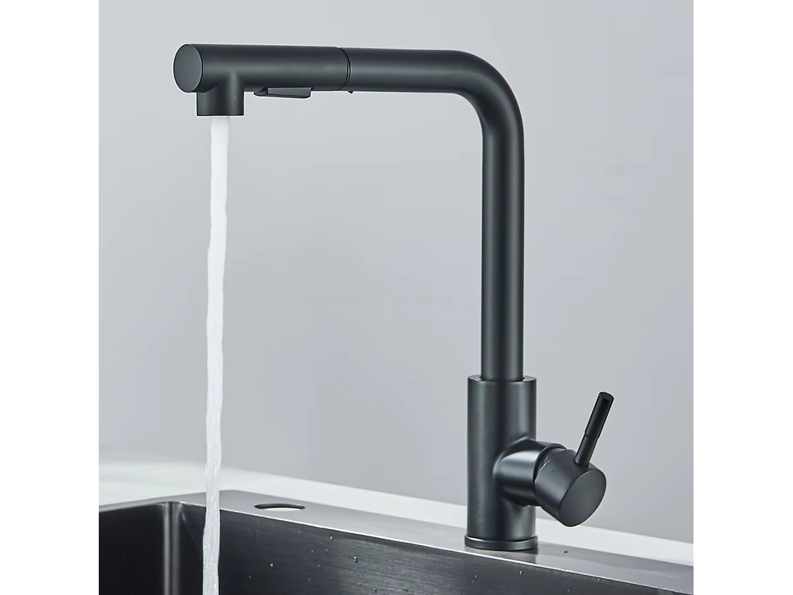 Torneira De Cozinha, Aço Inoxidável, Preta, Jato Duplo E Alta Pressão, Extensível, Água Quente/fria Para Bancada