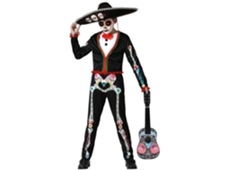 Disfarce Esqueleto Mexicano Mariachi Para Menino Infantil 7 A 9 Años Atosa