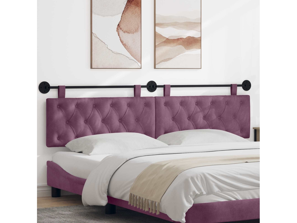 Vidaxl Cabeceira Suspensa Roxo Veludo