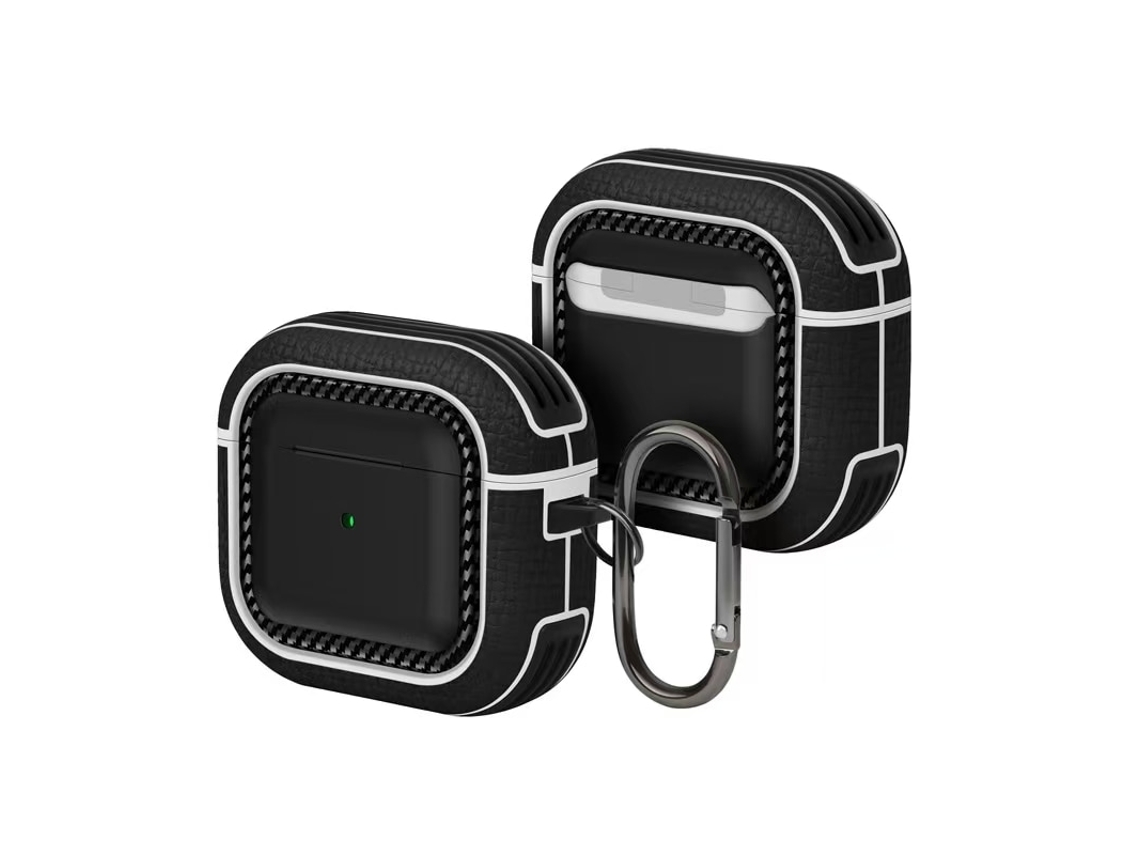Capa Zruxe Para Airpods 4 Pele Ecológica Preta (proteção Anti-riscos, Estojo Rígido)