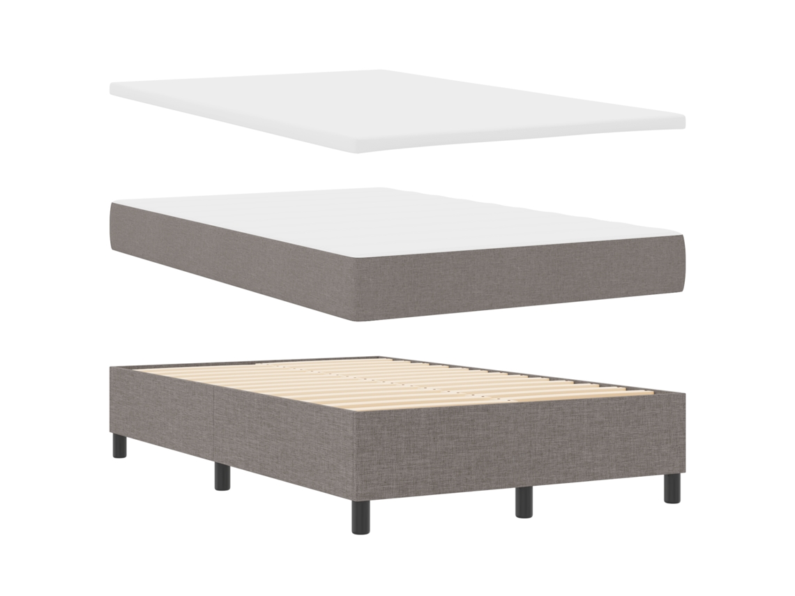 Conjunto 1 Cama Box Vidaxl Castanho-acinzentado Tecido (120 X 200 Cm)