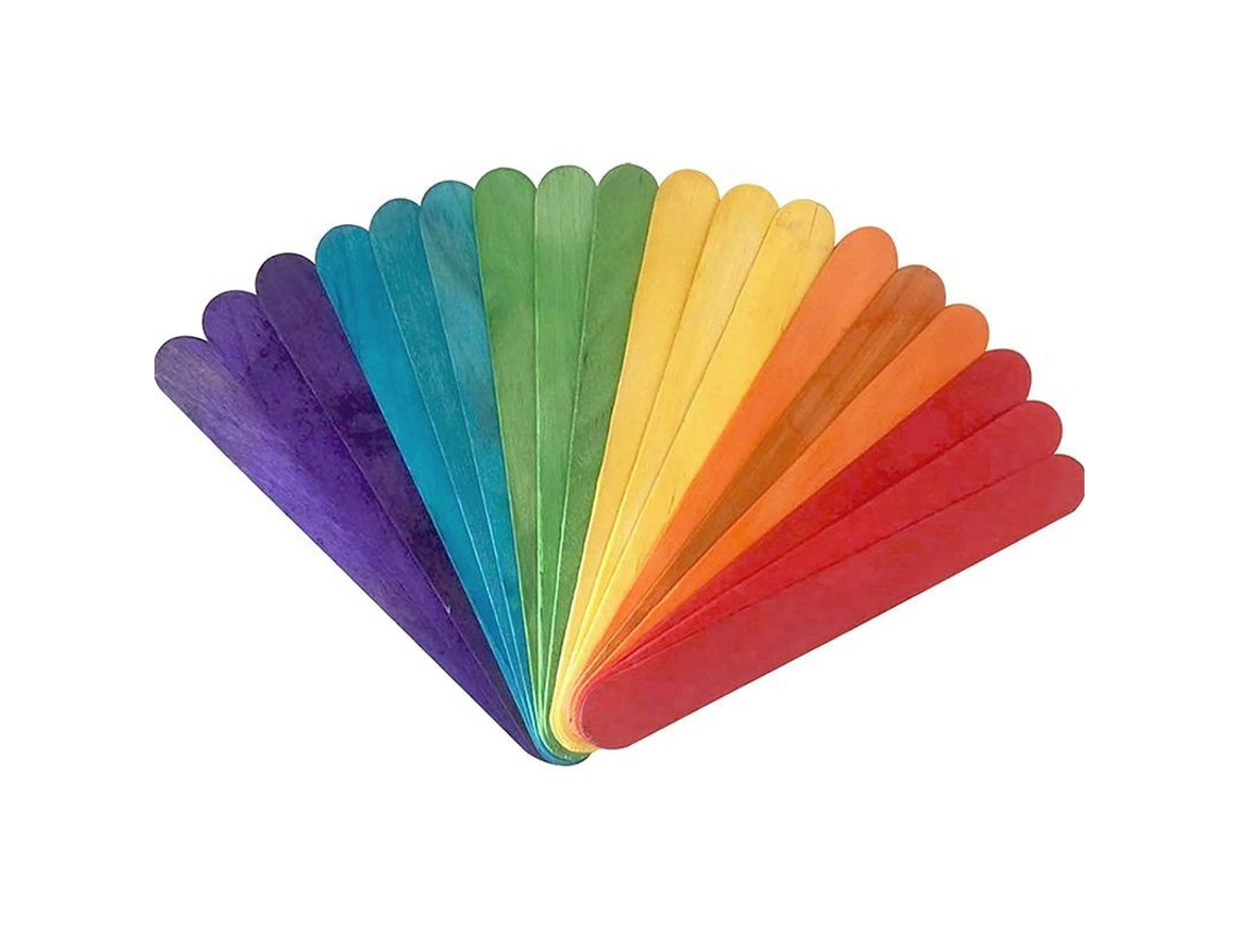 2026 palis de Cira, Coloridas, 45 50 Unidades, 6,5cm, Madeira Natural, Artesanato Infantil, Arco íris