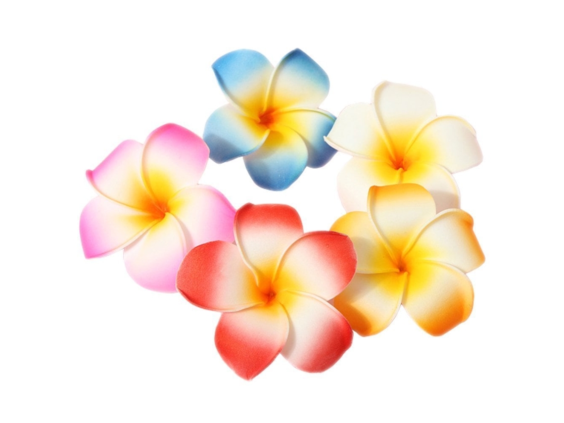 20 Unidades de Presilhas Cabelo Havaianas Plumeria 7 Cm, Acessório de Cabeça com Flor Praia para Festa Casamento BRILVIBERA