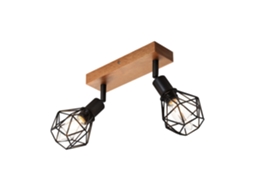 2 Focos de Teto de Madeira Vintage Pretos E14 Ajustáveis ​​350 em Metal Luz de Teto para Cozinha Sala de Estar Quarto Máximo 25W NETTLIFE