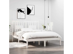 Vidaxl Estrutura De Cama 140x190 Cm Madeira De Pinho Maciça Branco