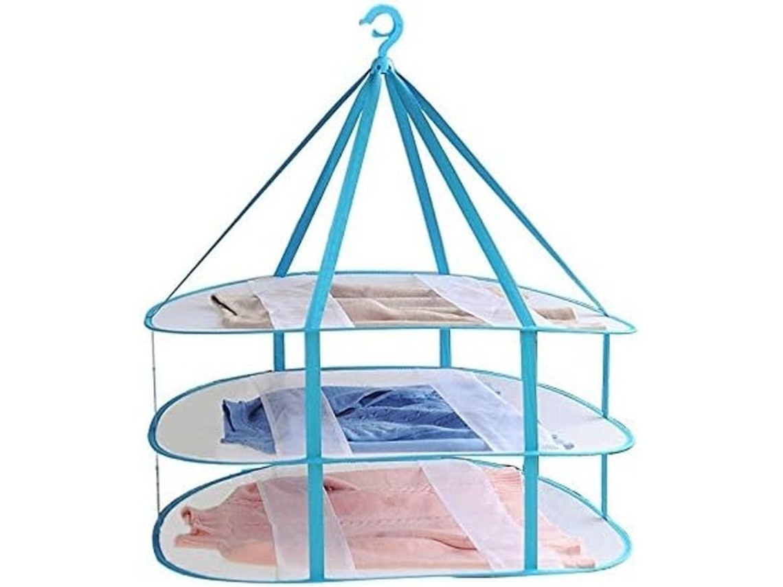 Rack De Secado De Ropa Grande 3 Niveles Plegable Con Malla Para Camisetas Y Sudaderas