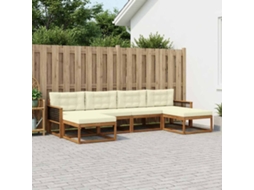 Vidaxl Conjunto De Sofás Para Exterior 6 Unid. Natural E Creme