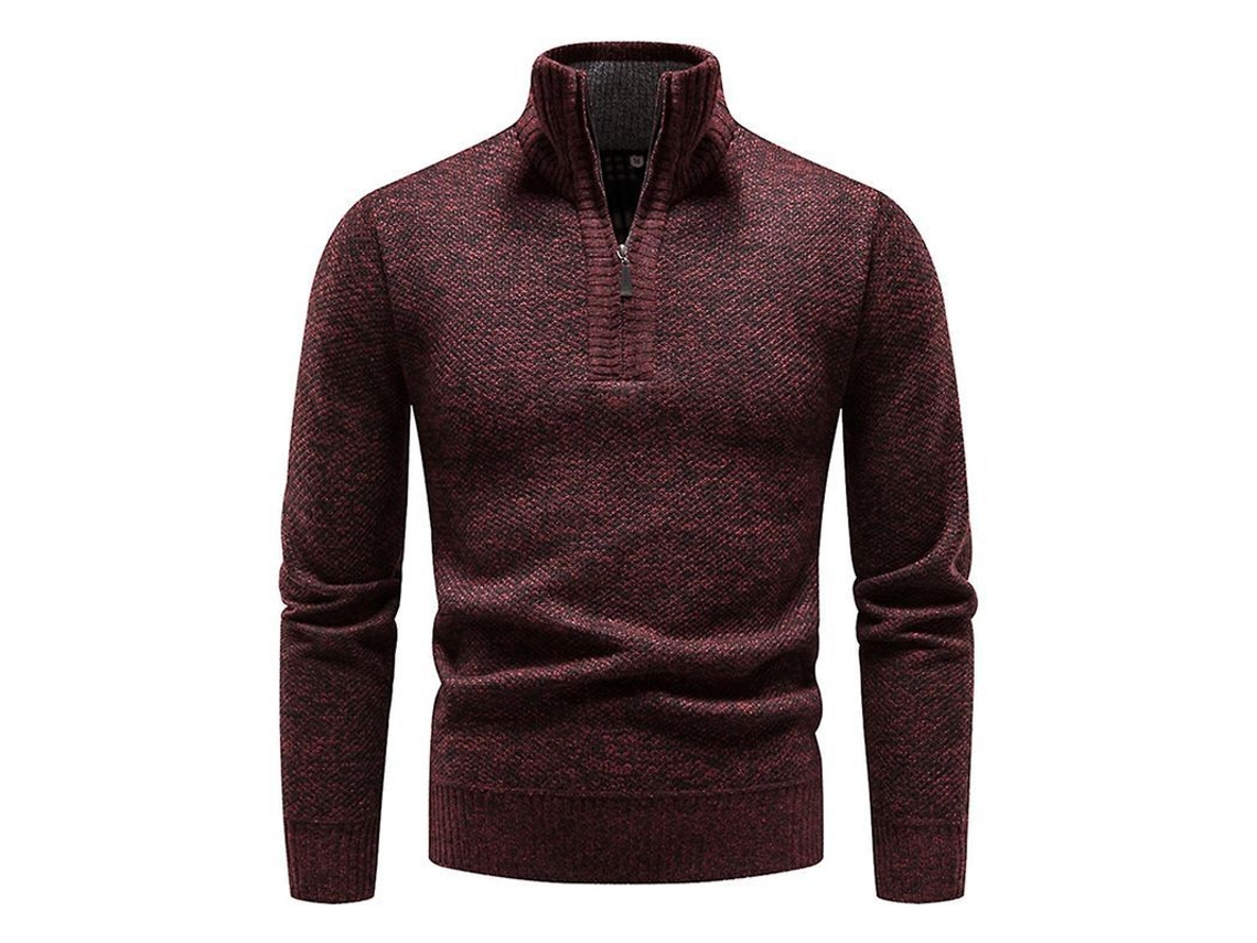 Suéter masculino casual de malha com zíper, gola alta e mangas compridas Mystdiy 2026, 100% poliéster.