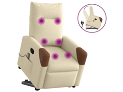 Vidaxl Poltrona Elevatória De Massagens Tecido Cor Creme