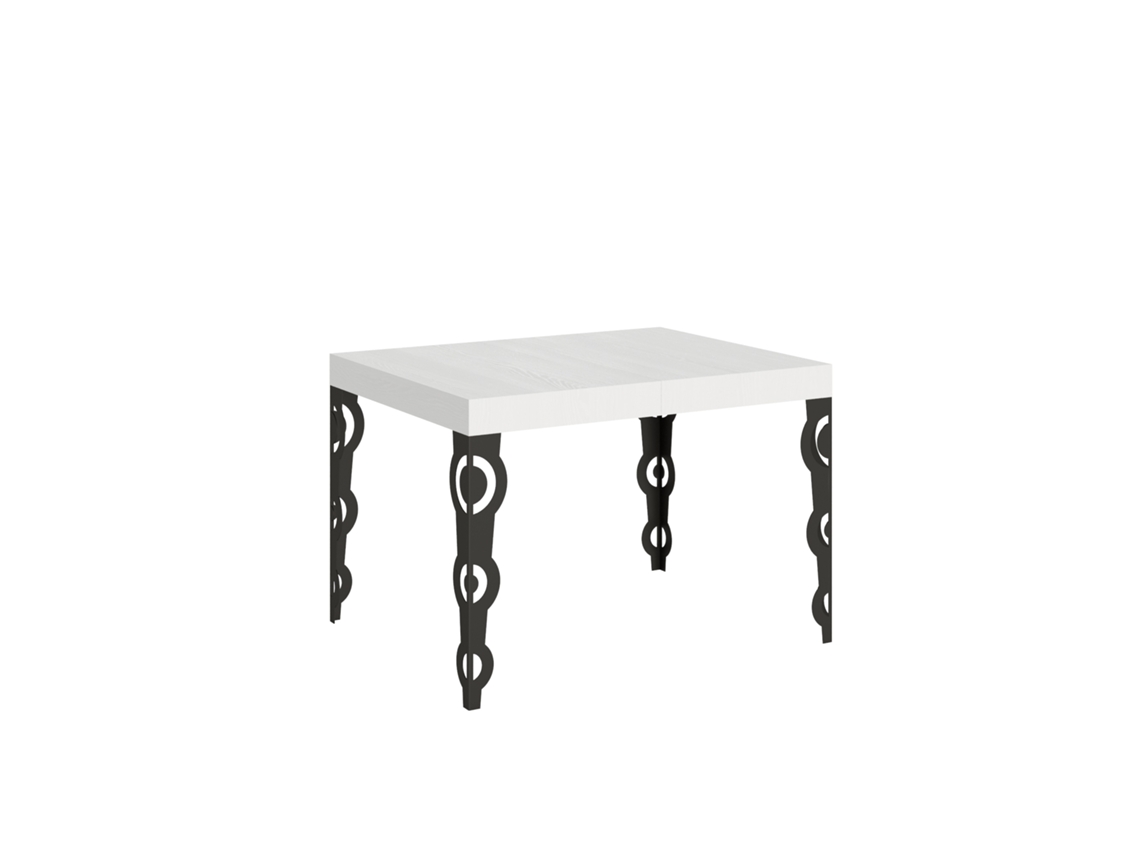 Mesa de Jantar Extensível 70X110/194 Cm Karamay Cinza Branca Quadro Antracite