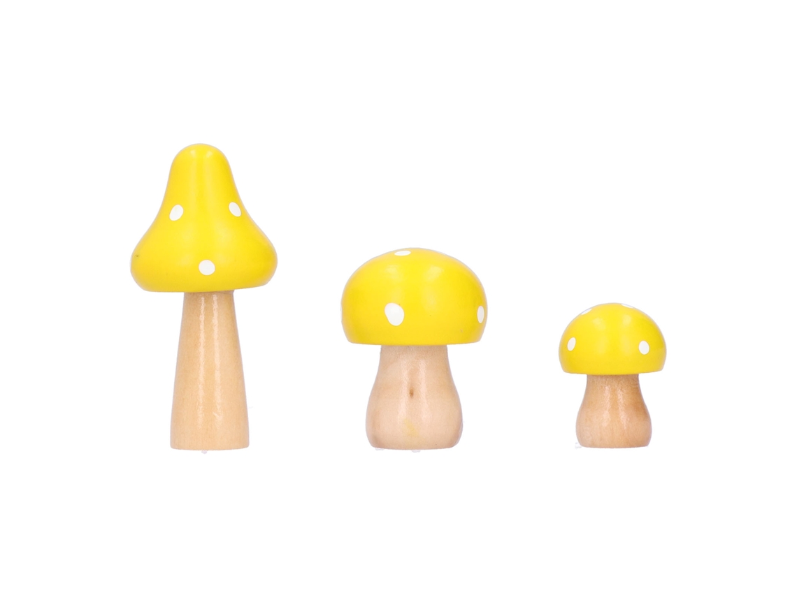 3pcs de ornamentos de cogumelo de madeira | S/MARCA