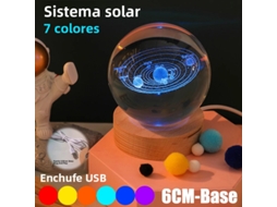 Luminária Noturna Led Usb Galaxy Crystal com Efeito 3d de Planetas e Lua. MDUG (6 Cm)