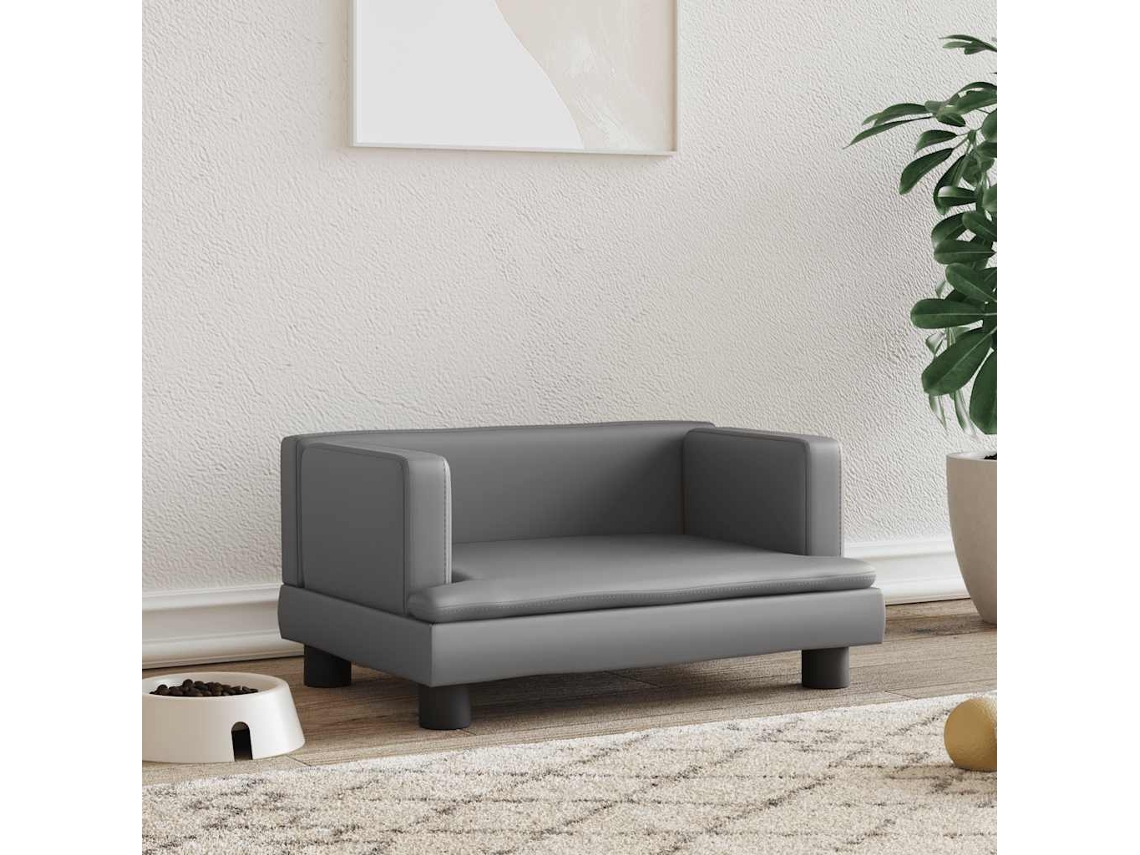 Vidaxl Cama 60x40x30 Cm Couro Artificial Cinzento