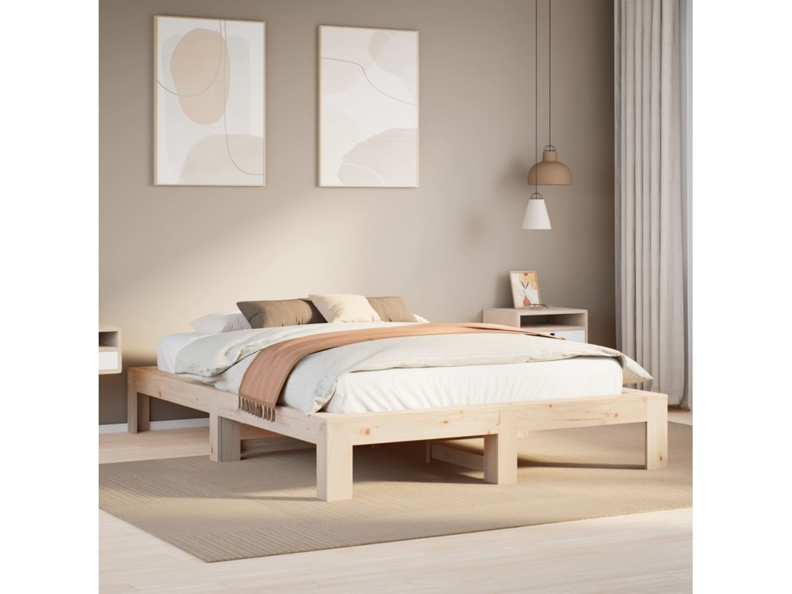 Vidaxl Cama Sem Colchão 150x200 Cm Madeira De Pinho Maciça