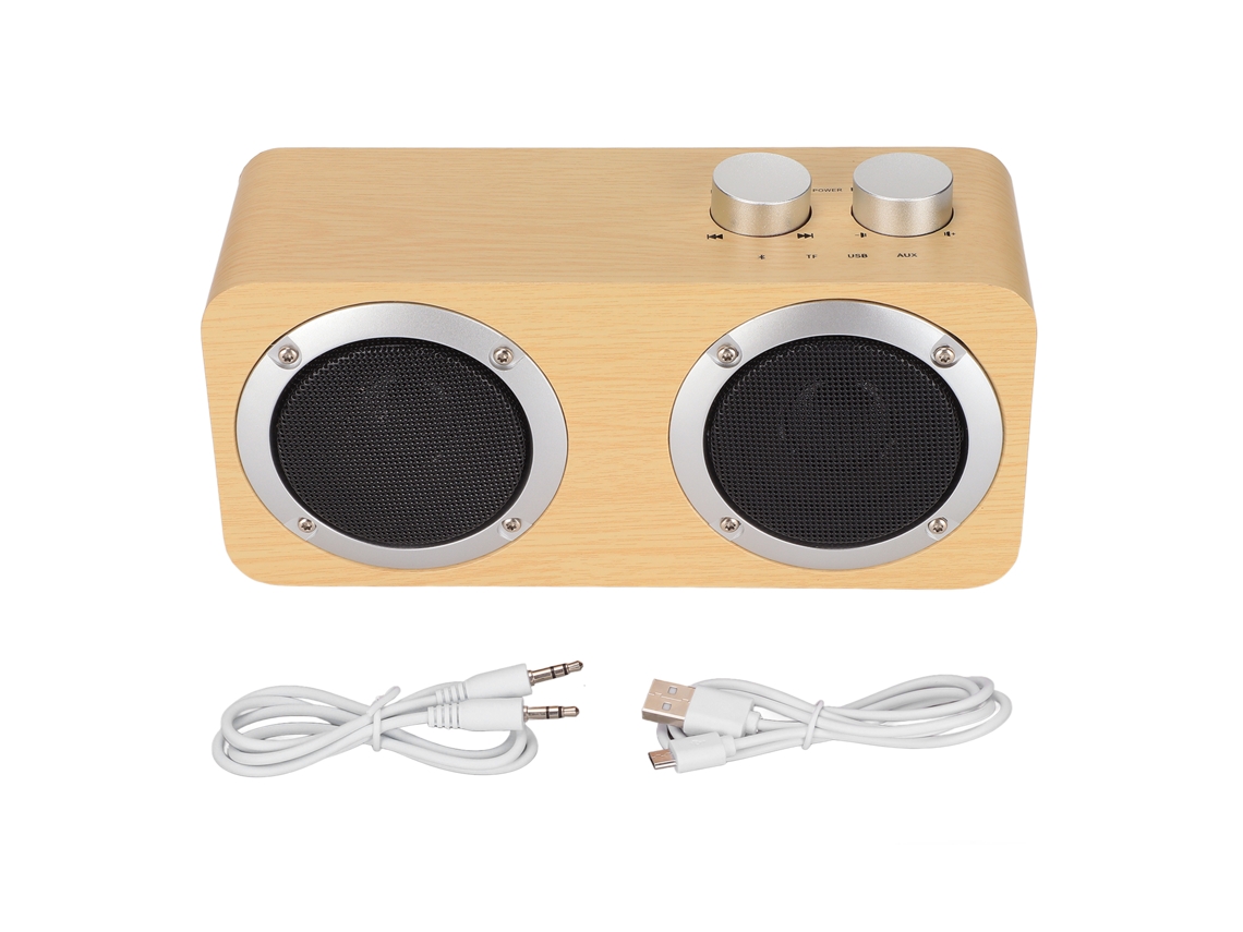 Caixa de Som Bluetooth Sem Fio EOOCOO (madeira Retrô, Baixo Pesado)