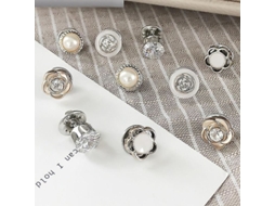 10 Botões De Roupa Broche Anti-iluminação Prendido No Decote Fixo Removível Ajustável Hk Flor De Perla Blanca