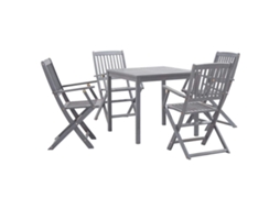 Vidaxl 5 Pcs Conjunto De Jantar Jardim Madeira Acácia Maciça Cinzento