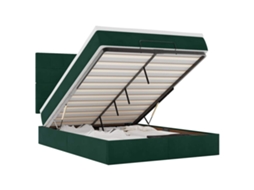 Estrutura de Cama Otomana com Colchões em Veludo Verde Escuro (140x190 cm)