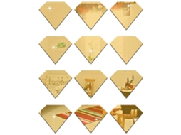 Laxiscreed Adesivo De Parede Diamante Espelho Acrílico Ouro Para Decoração Elegante