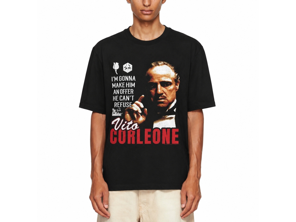 Rockinstone Godfather Movie Offer He Cant Refuse Corleone Black Adult T-shirt Size:xl