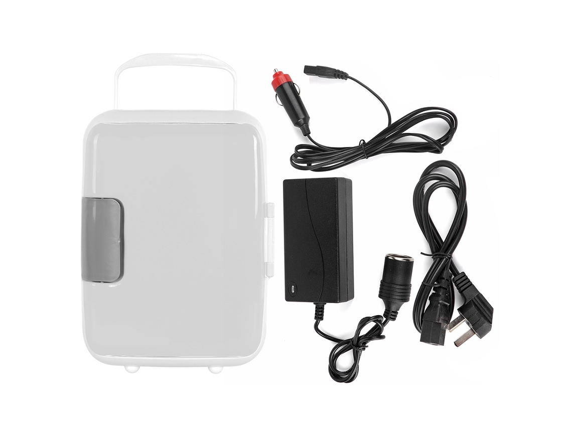 Minigeladeira compacta de 4 litros para carro, casa e dormitório. Funciona tanto como refrigerador quanto aquecedor (branco).