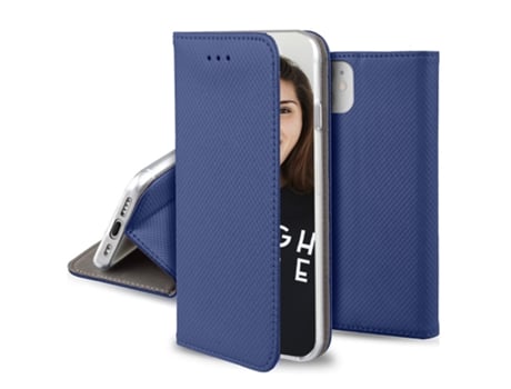 Capa Fólio Função para Samsung Galaxy A05 S JAYM Pele Sintética Magnética Azul