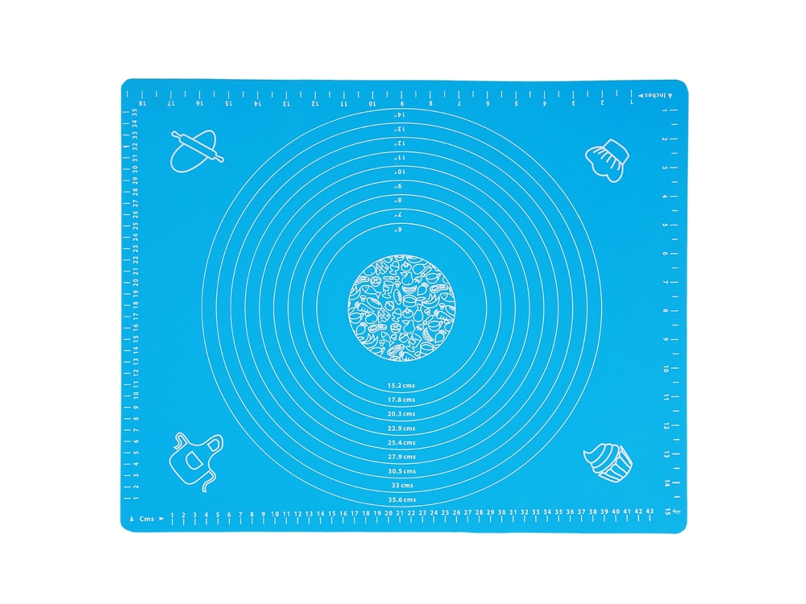 Tapete de silicone para assar com balança e ferramenta para abrir massa, 40x50cm, azul