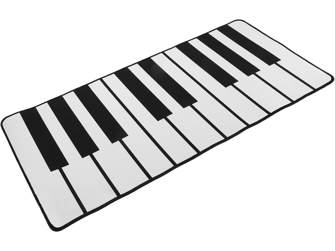 Mousepad Extragrande com Design de Teclas Piano, Superfície Microfibra Impermeável, Base Borracha Antiderrapan