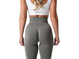 Leggings Sem Costuras para Mulher Esportivos Elásticos Transpiraveis Levanta Bumbum Nylon Spandex Verde Caqui