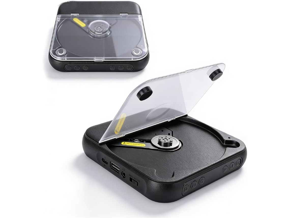 Leitor De Cd Portátil Licaevey Com Duas Caixas Som Estéreo, Fones De Ouvido Recarregáveis Bluetooth 5 3, Tela Lcd Para
