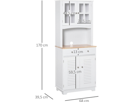 Armário de Cozinha HOMCOM Branco (MDF - 68x39,5x170 cm)