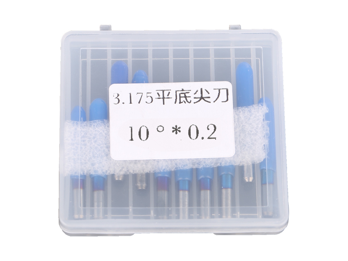 10pcs Ferramenta De Gravura Cnc De Aço Tungstênio Com Revestimento Azul 3.175 10° * 0.2