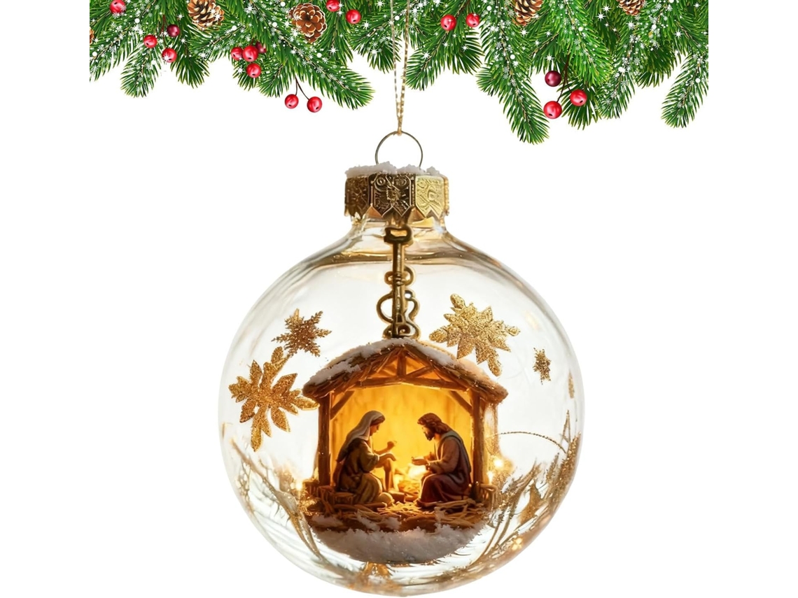 Globo Religioso Para Decoração De Presépio Na Árvore De Natal |