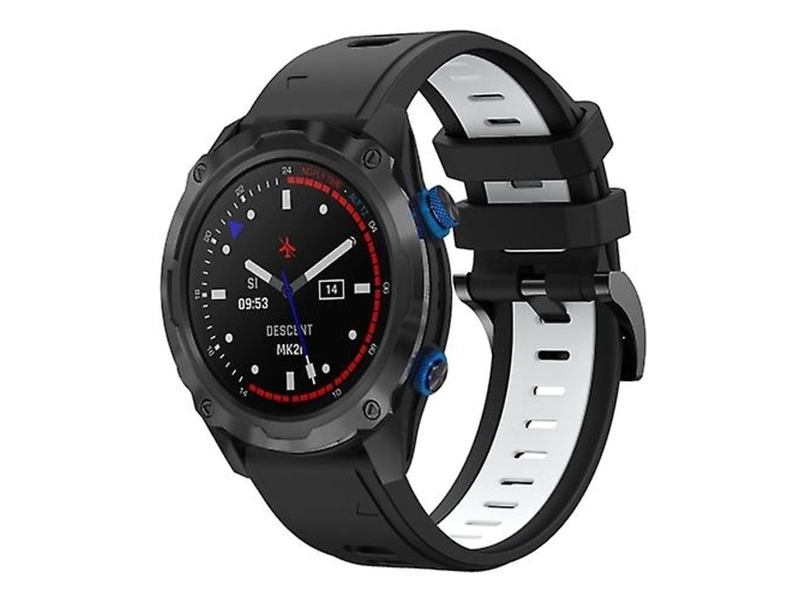 Pulseira De Relógio Garmin Descent Mk 2i 26 Mm Preta E Branca Silicone