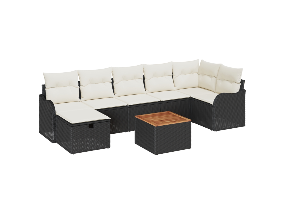 Conjunto 8 Móveis De Jardim Vidaxl Preto Vime Pe (287,5 X 122,5 X 85 Cm)