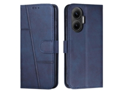 Capa De Couro Tkdaddy Para Xiaomi Poco F7 5g / Redmi Turbo 4 Pro 5g, Dobrável, Com Suporte, Tipo Carteira, Com Alça, Azul
