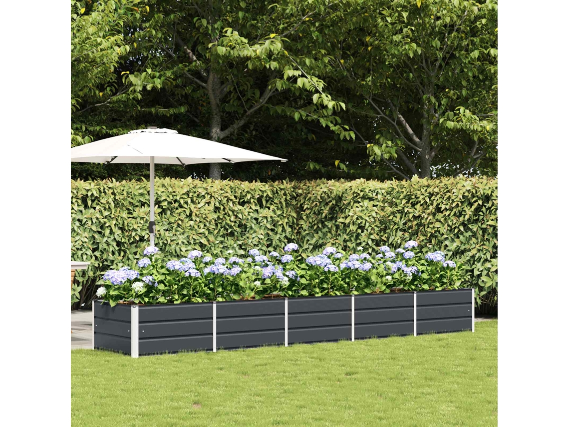 Vidaxl Floreira Antracite 400 X 80 X 45 Cm Aço