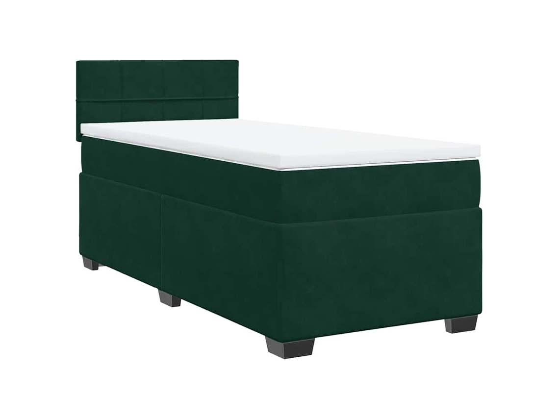 Cama com Molas/colchão 100x200 Cm Veludo Verde escuro MAISON EXCLUSIVE