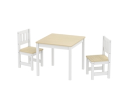 Conjunto De Mesa E 2 Cadeiras Infantis Em Madeira, 56x52x48cm, Desenho E Brincadeiras, Natural
