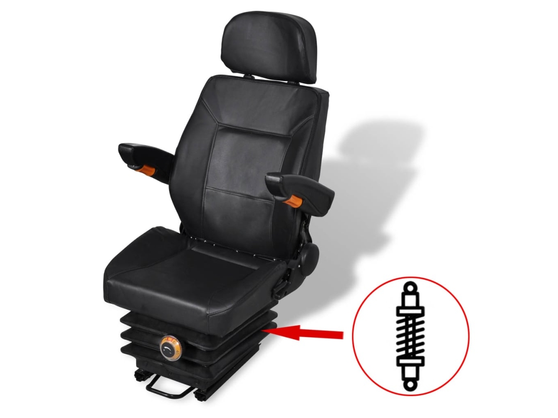 Assento de trator VIDAXL Preto Couro Artificial