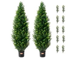 Árvores Topiárias de Cedro Artificial VEVOR 380 X 380 X 1230 Mm Verde 2 Unidades