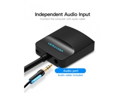 Conversor Vga para Hdmi Preto com Cabo Adaptador de Áudio Hd Computador Tv Projetor Adaptador de Vídeo Abs 0,15M