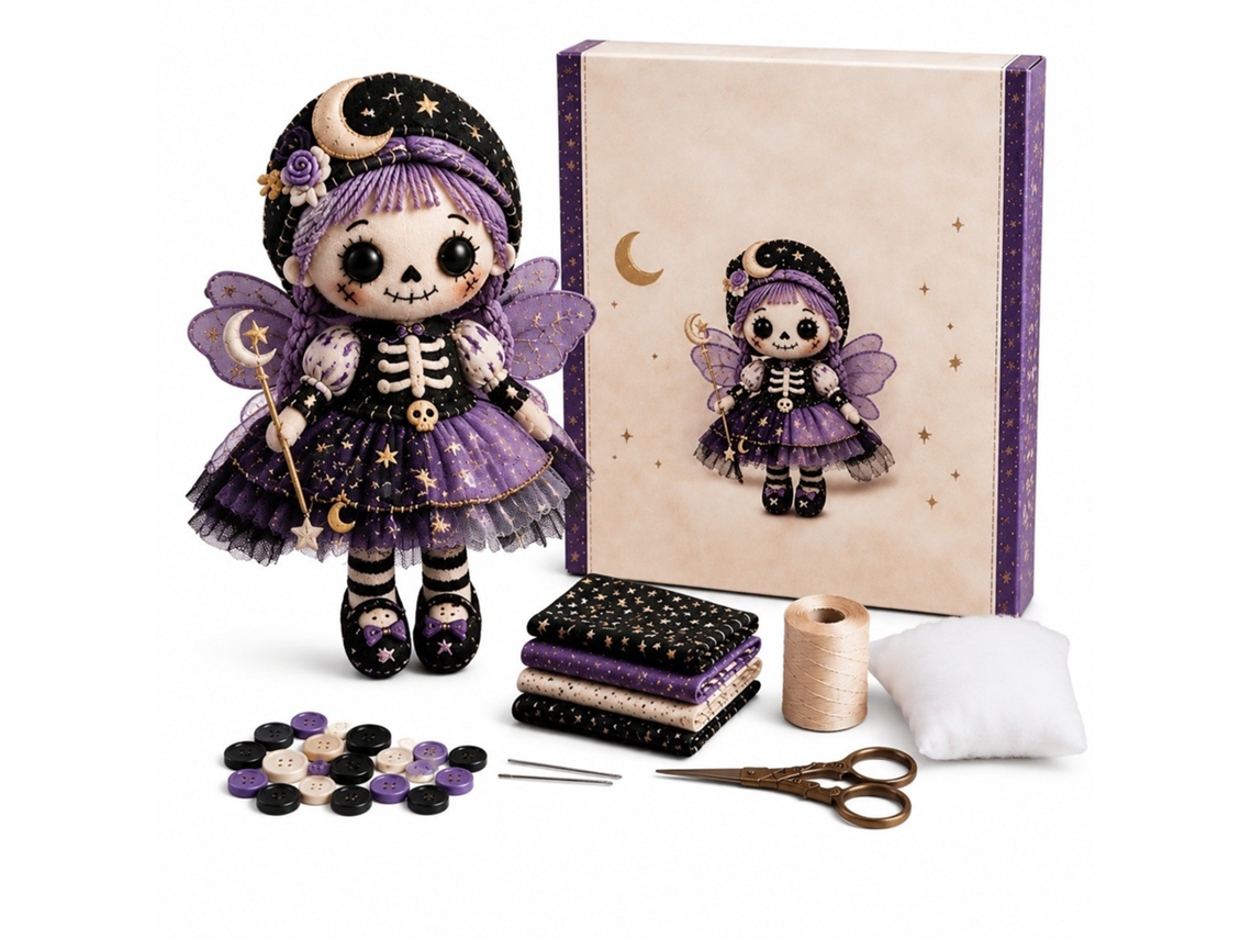 Kit De Costura E Patchwork (menina Caveira Da Lua - Modelo 126)