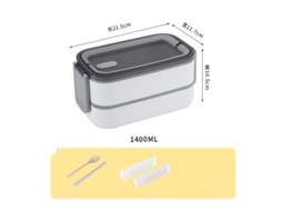Lancheira Bento À Prova de Vazamentos para Adultos Lancheira Dupla Camada Branca 1400Ml-1400Ml LUUCOZK