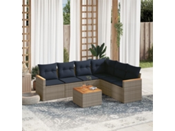 Conjunto de Sofá de Jardim de 5 Peças com Almofadas em Rattan Sintético Preto VIDAXL