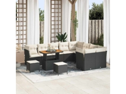 Vidaxl Conjunto De Sofá De Jardim 12 Pcs Preto Vime Pe