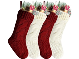 Meias de Natal Tricotadas, Vermelho/branco, Ergonômico, Uso Diário STELASPLEN