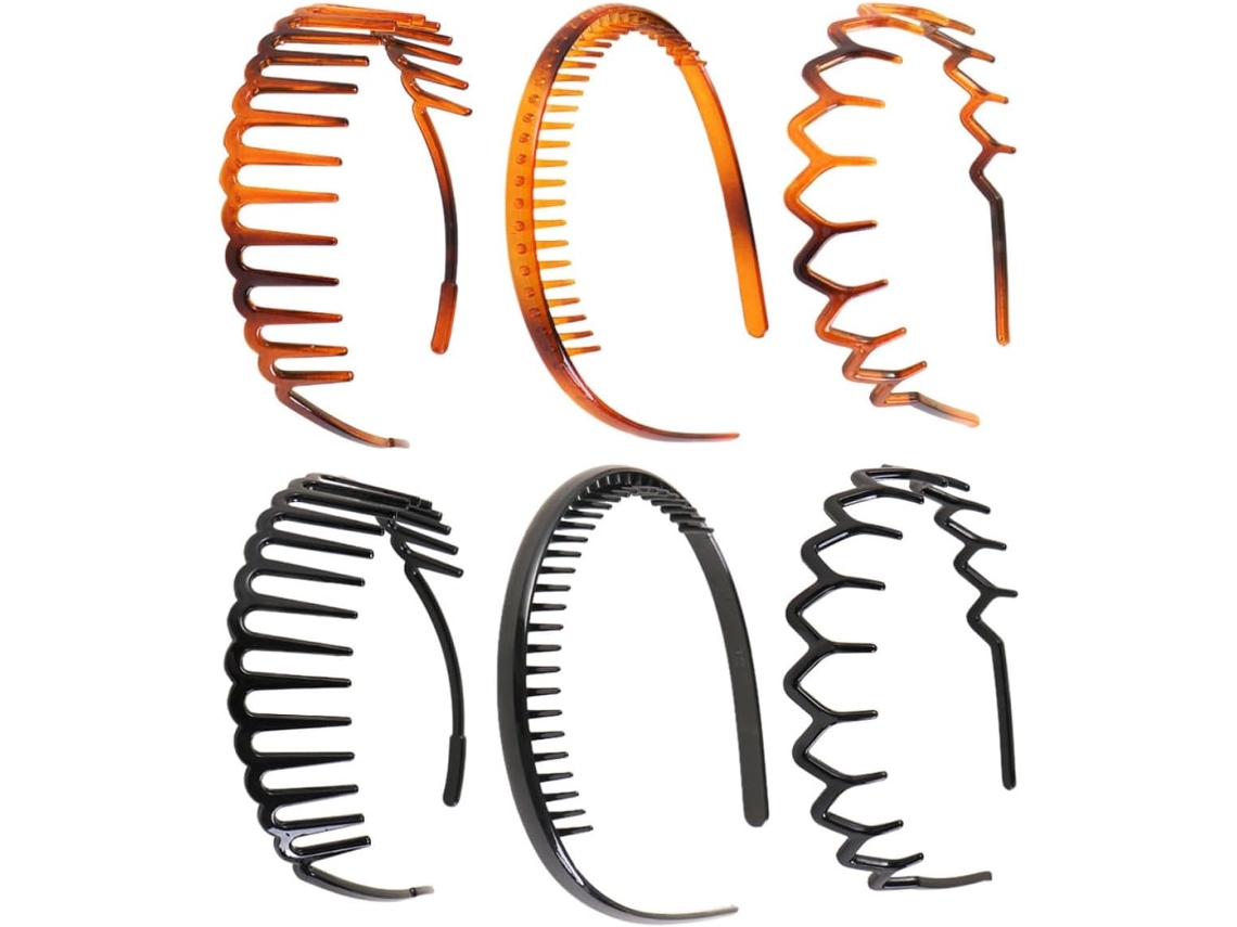 Elástico Capilar Invisível Com Dentes, 6 Peças, Resina Plástica