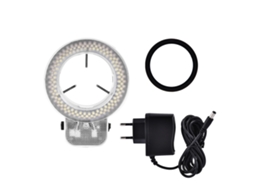 Luz anular LED 144 lâmpadas, para microscópio, câmera, brilho ajustável | S/MARCA