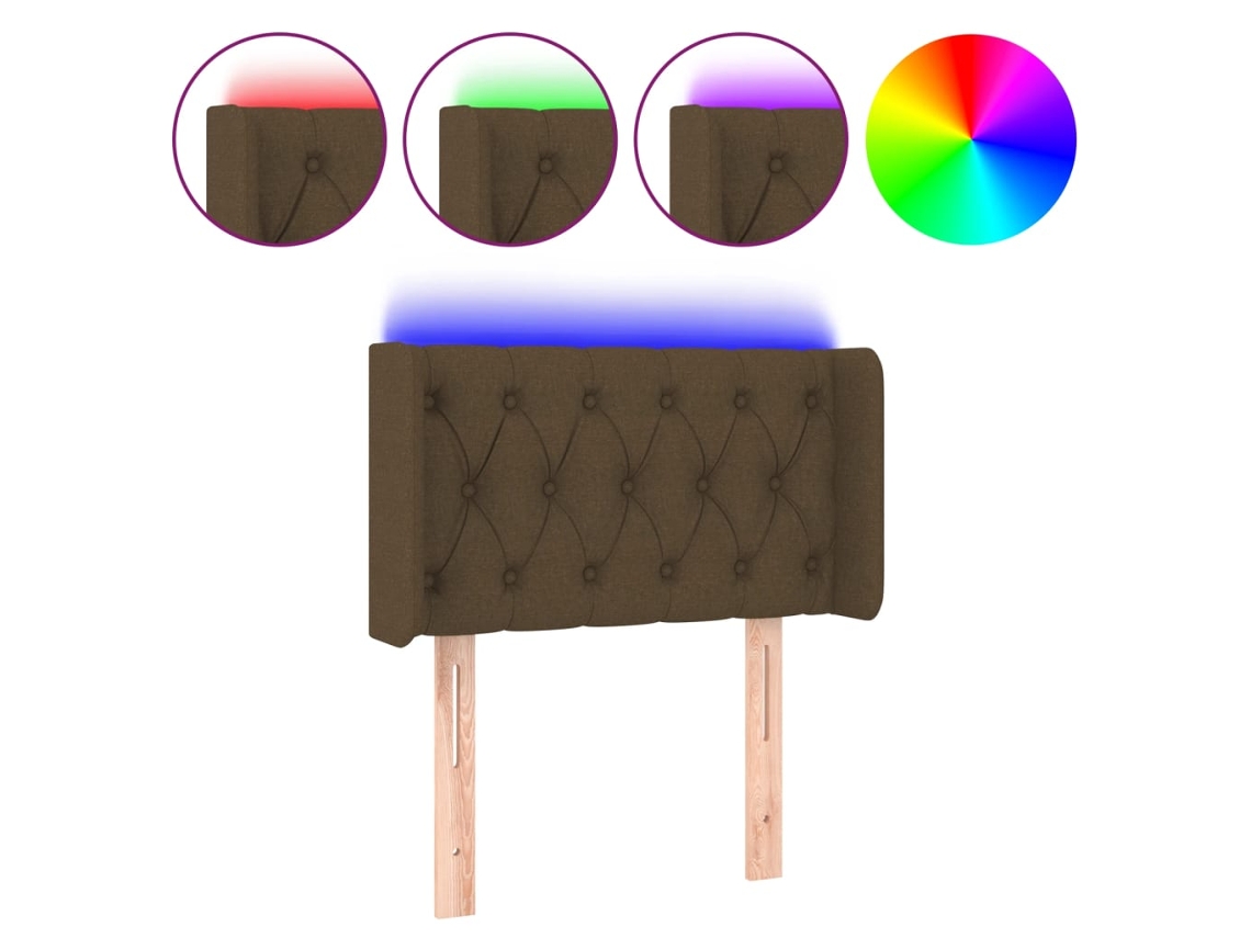 Cabeceira de cama com luzes LED em tecido Castanho MAISON EXCLUSIVE (83x16x78 cm)